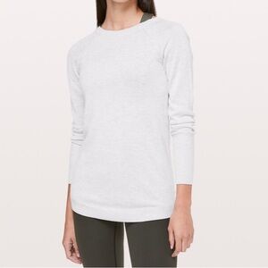 Lululemon Heathered Silver Ice Unity Drop Back Cashmere Blend Sweater Size 10